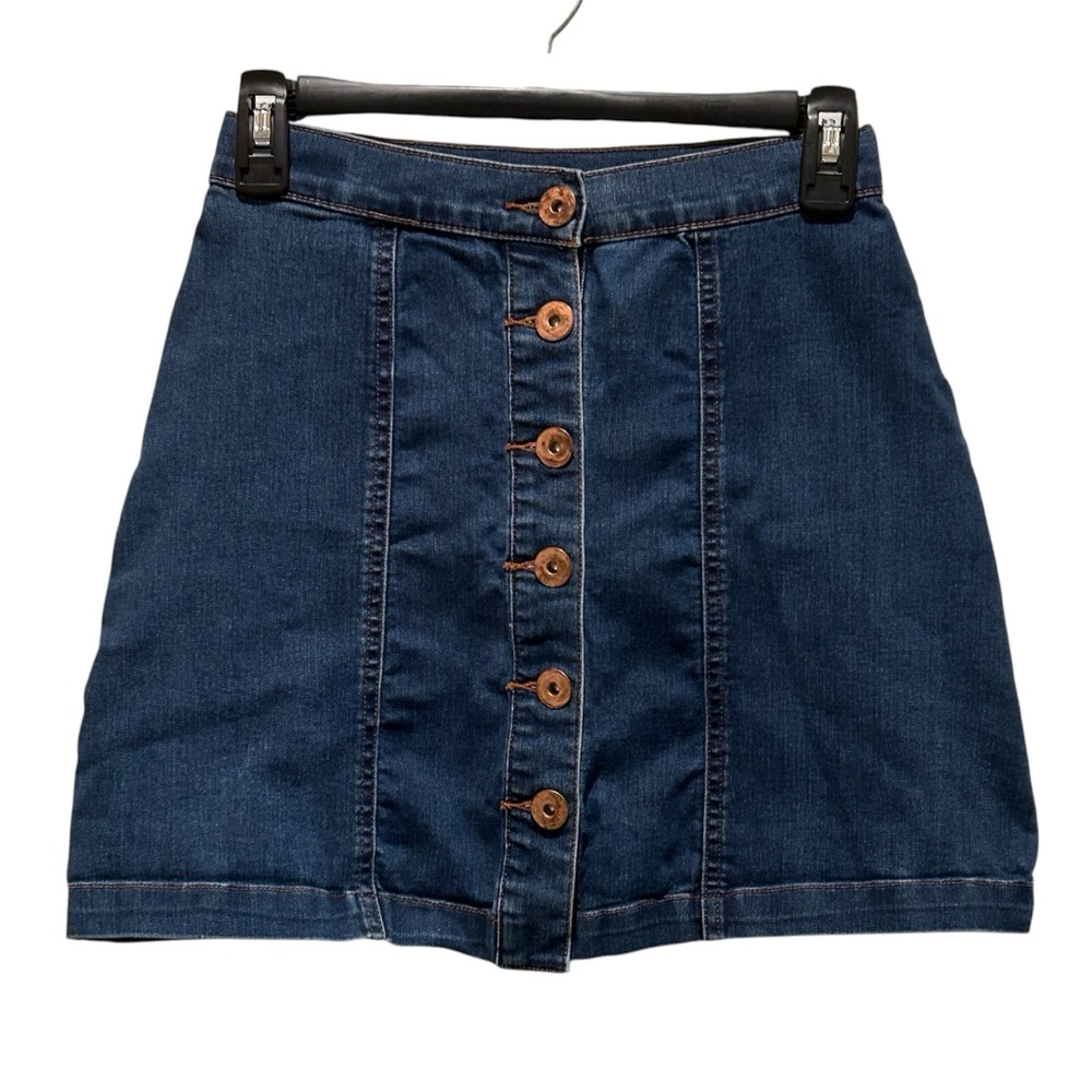 The Edit by Seventeen Junior’s Denim Jean Skirt Button Front Mini A-Line Sz 3